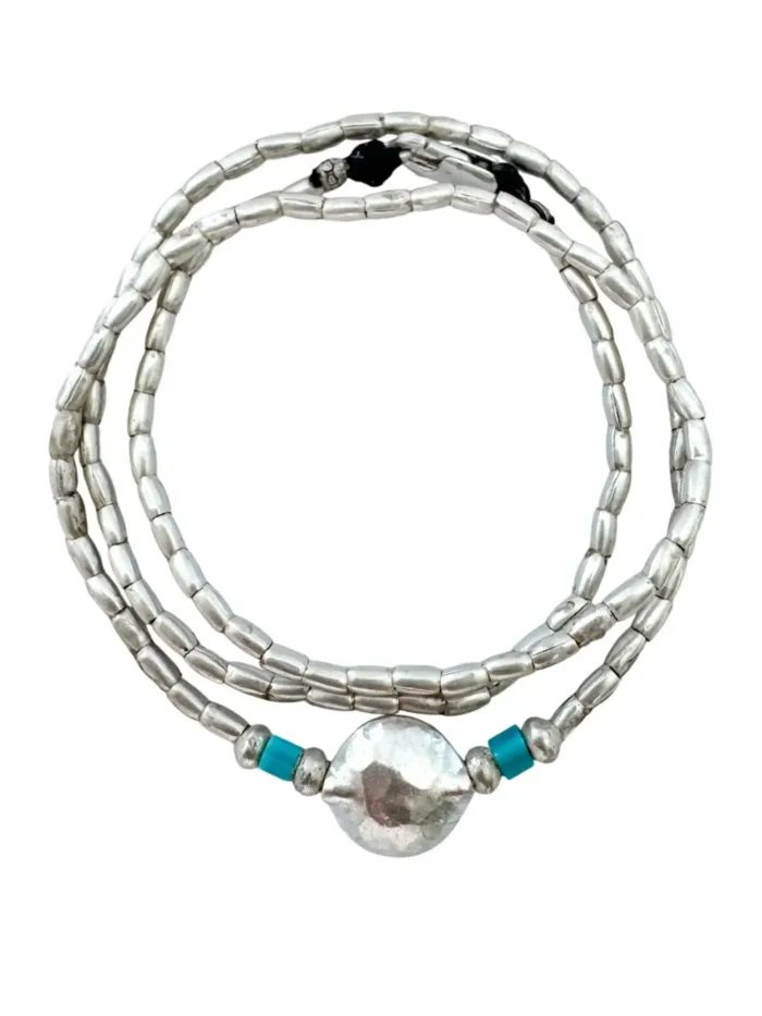 ocean inspired silver jewellery. Pure silver wrap bracelet minimal everyday style for a beach vibes look- water safe for everyday wear. 3 styles in 1