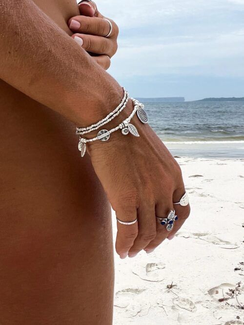 multi charm pure silver women's bracelet tug proof made for active mums ocean safe