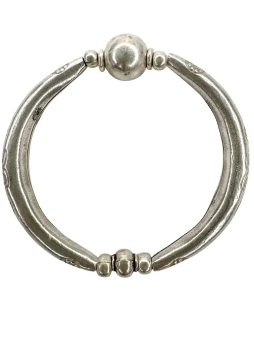 chunky handmade stretch pure silver bracelet. Perfect for a bracelet stack. Ocean safe