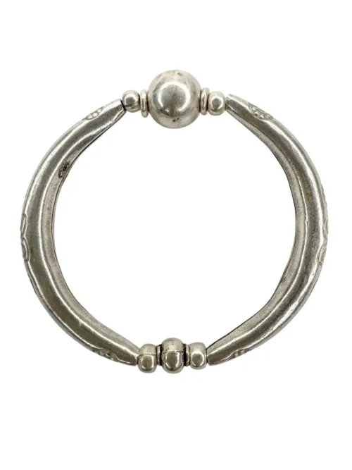 chunky handmade stretch pure silver bracelet. Perfect for a bracelet stack. Ocean safe