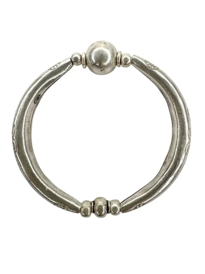 chunky handmade stretch pure silver bracelet. Perfect for a bracelet stack. Ocean safe