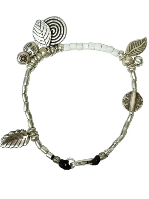 bohemian style silver jewellery. sterling silver bracelet with silver charms - water safe for everyday wear. A great option for a bracelet stack