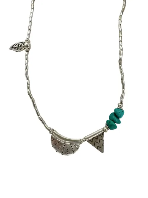 bohemian style silver jewellery. Pure silver wrap bracelet with silver crescent disc and turquoise gemstone - for a beach vibes look- water safe for everyday wear. 3 styles in 1
