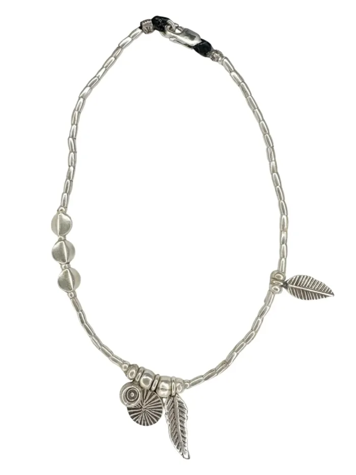 boho luxe pure silver anklet with evil eye charm. Designed to be worn everyday. Ocean safe