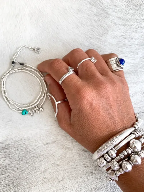 handmade pure silver jewellery. perfect for bracelet stacking. ocean safe and made in Australia. chunky silver bracelets