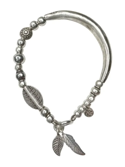 chunky pure silver bracelet - perfect for a bracelet stack - women's bracelet - ocean safe. stretch elastic making it easy to slip on.