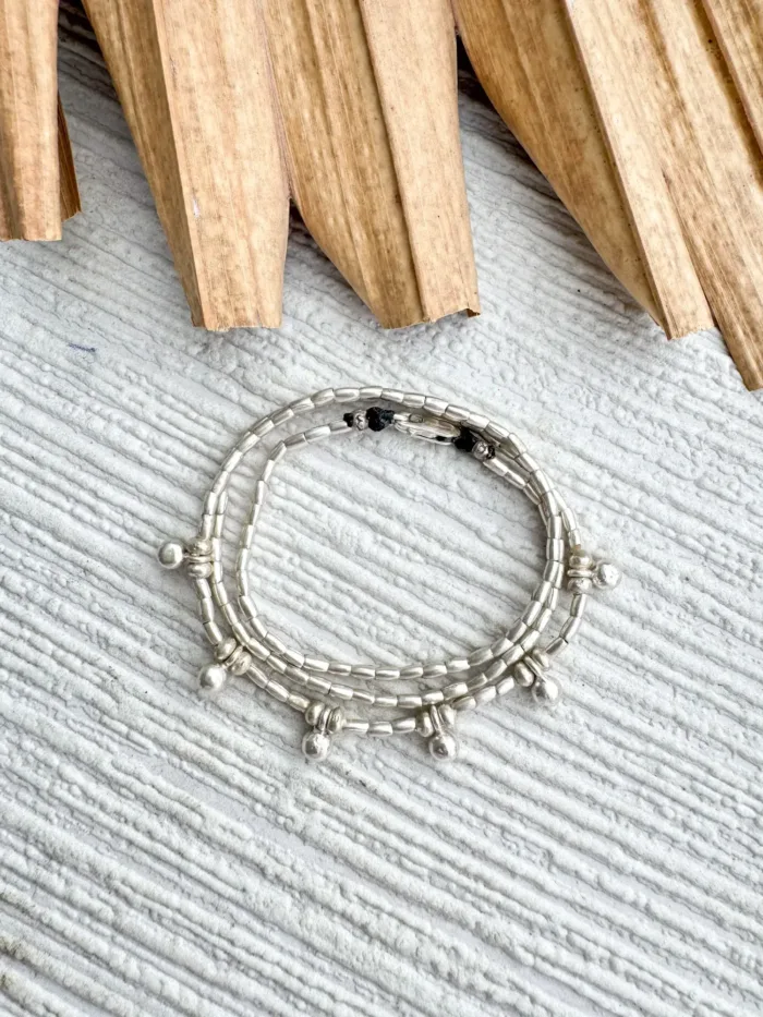 bohemian-style-sterling-silver-wrap-bracelet. Wear 3 ways - anklet, bracelet, necklace. water safe