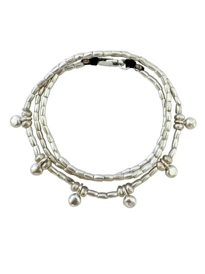 bohemian-style-sterling-silver-wrap-bracelet. Wear 3 ways - anklet, bracelet, necklace. water safe