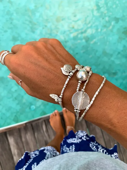 pure silver bracelet perfect two add texture to a bracelet stack. beach vibes and ocean safe. staple jewellery for everyday wear