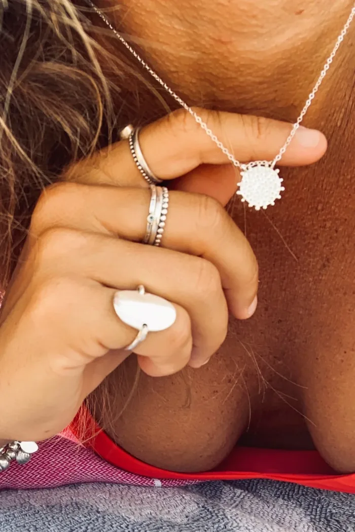 sun pendant sterling silver necklace. Ocean safe jewellery handmade in Australia