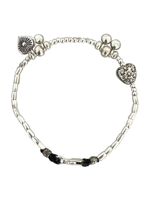 pure silver women's bracelet. heart and shell details - ocean safe. beach girl vibes