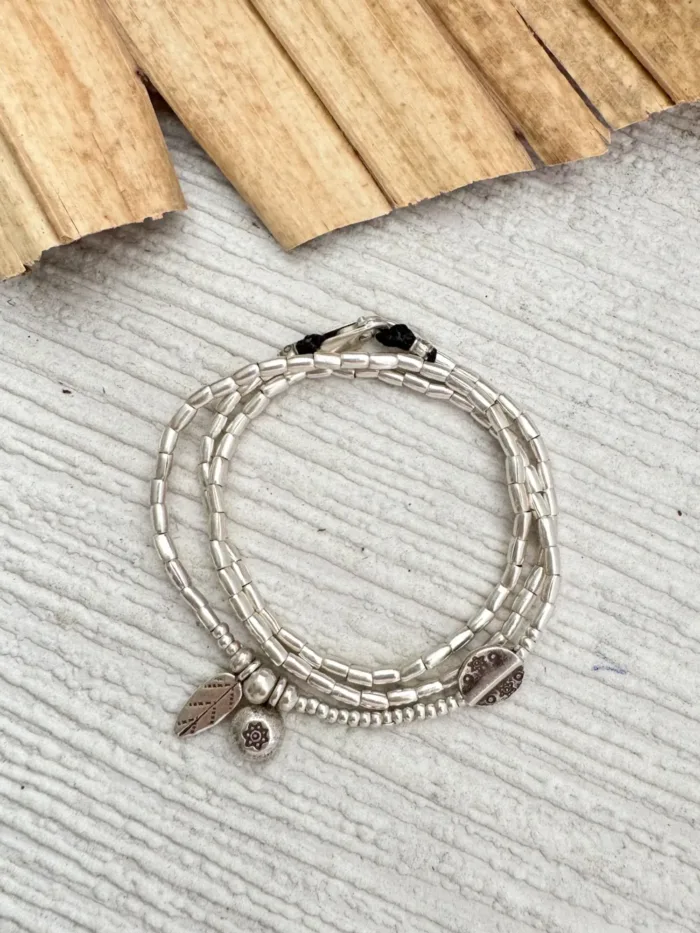 water safe sterling silver jewellery wild heart triple wrap bracelet boho style