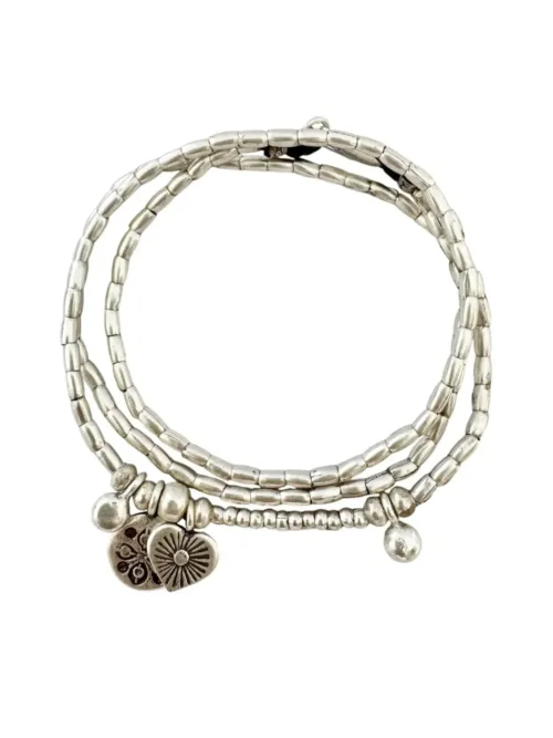 water safe sterling silver jewellery wild heart triple wrap bracelet boho style