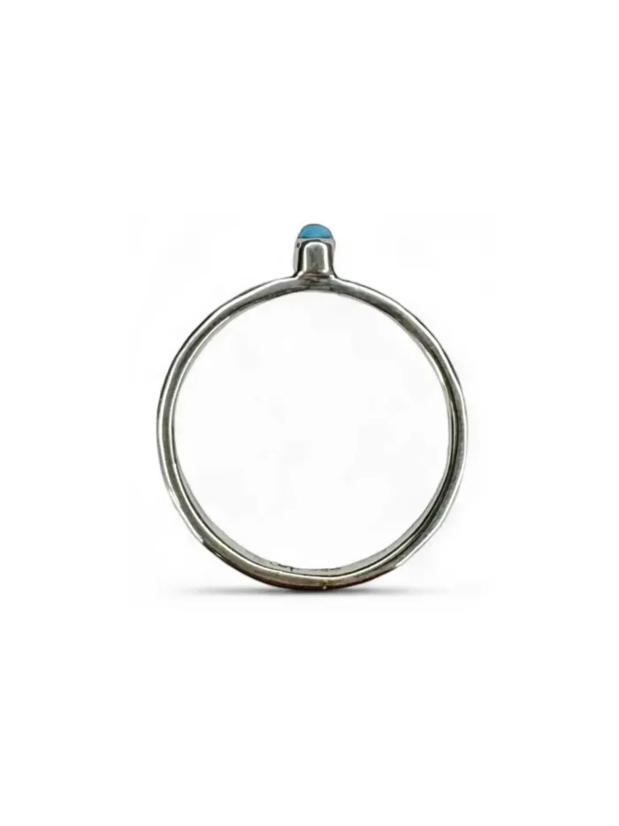 thin sterling silver stack ring with small turquoise stone. ocean safe - wear everyday