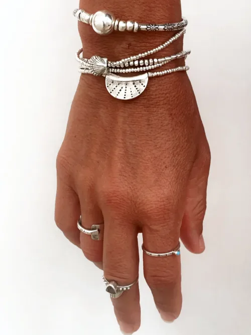 beach girl style silver jewellery perfect for bracelet stacks- ocean safe and tug proof - made for busy mums