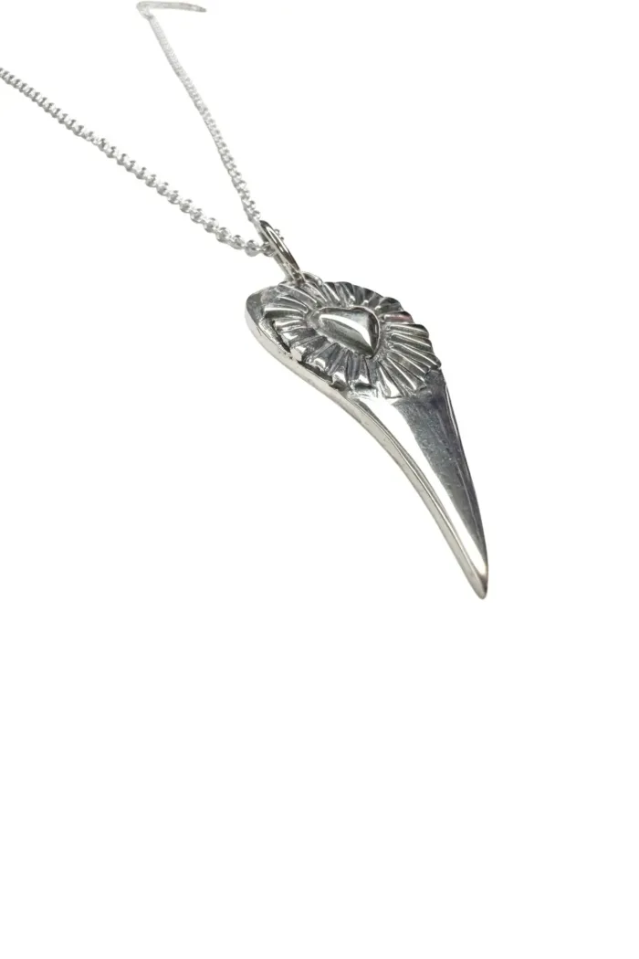 chunky sterling silver heart pendant on sterling silver chain ocean safe and perfect for layering