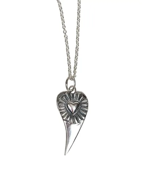 chunky sterling silver heart pendant on sterling silver chain ocean safe and perfect for layering