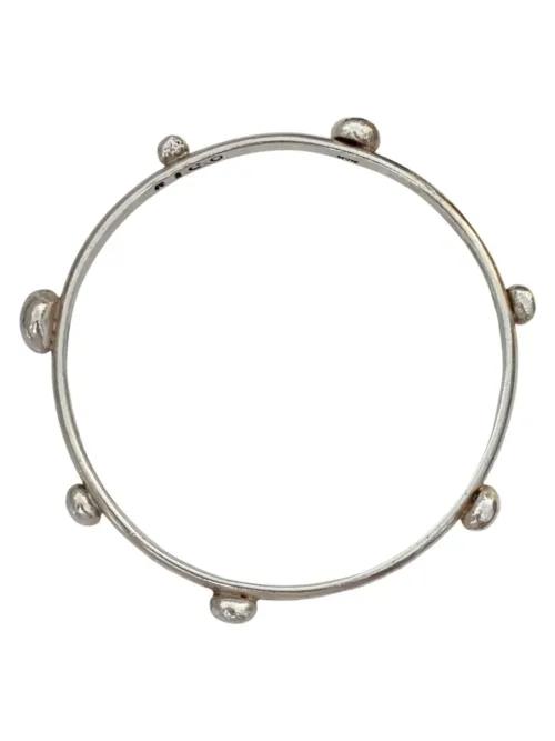 handmade sterling silver bangle with recycled silver blobs - ocean safe jewellery