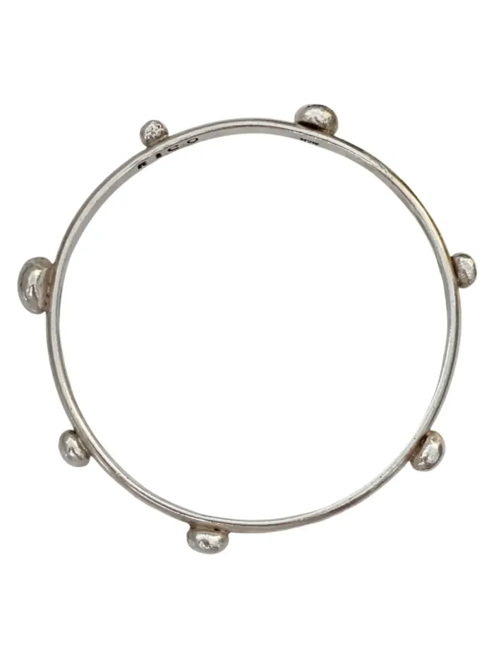 handmade sterling silver bangle with recycled silver blobs - ocean safe jewellery