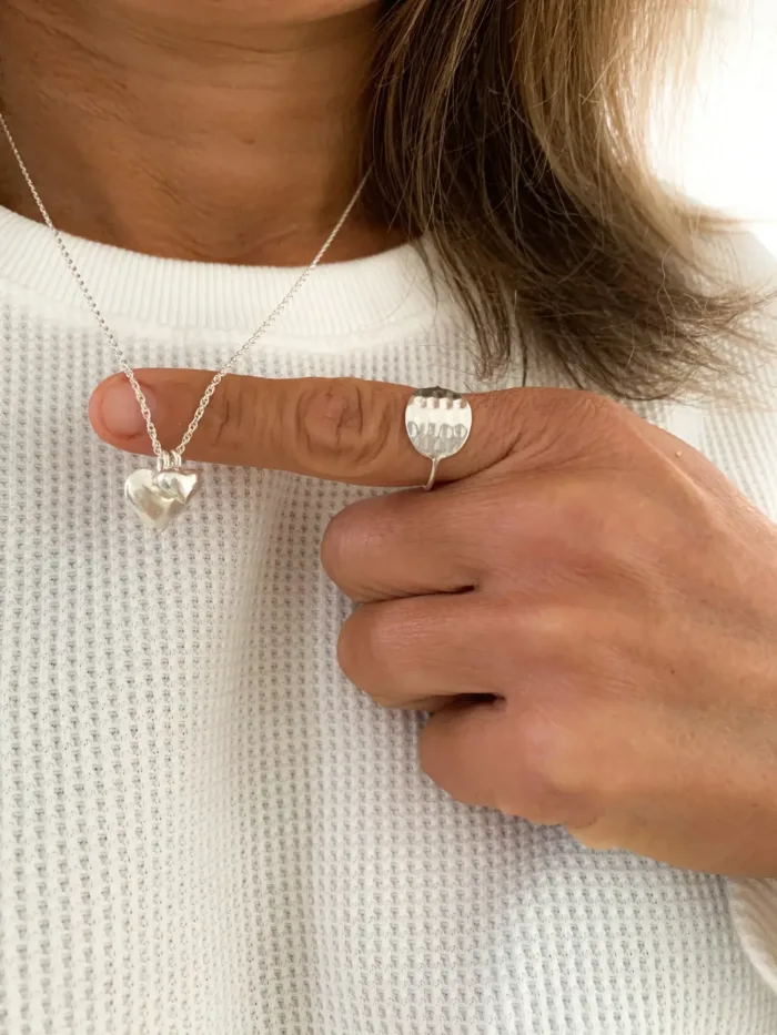 sterling silver 2 heart pendants on sterling silver chain ,animal style for everyday wear ocean safe