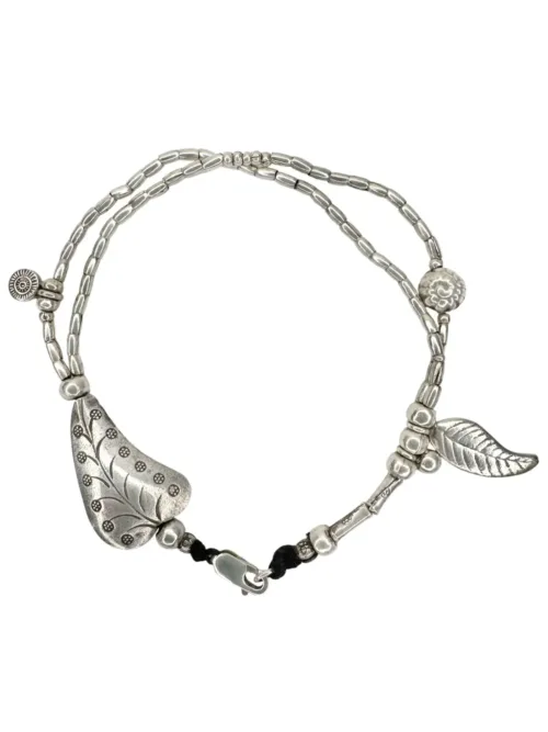 multi strand pure silver anklet with large silver heart bead. Instant anklet stack. ocean safe.