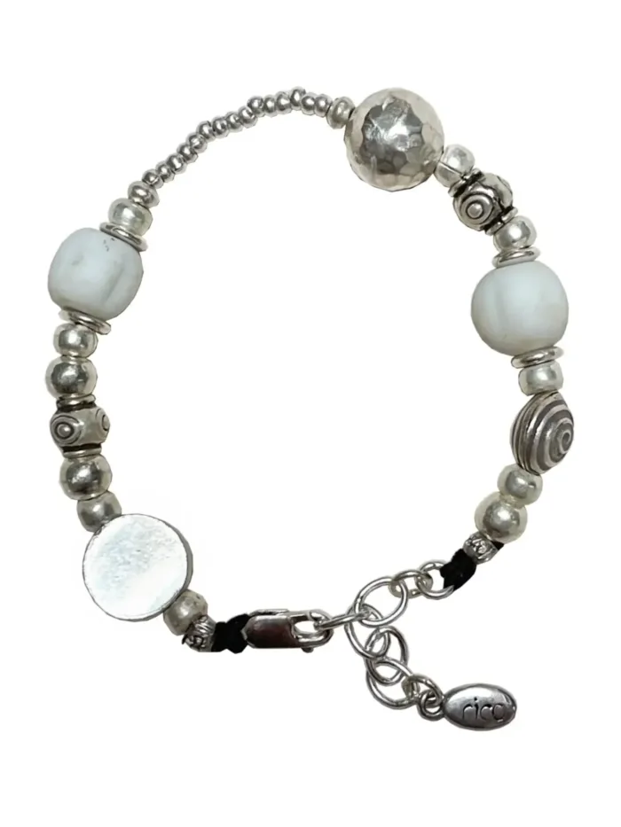 pure silver bracelet with rustic recycled glass. chunky style. the perfect addition to add texture to your bracelet stack. ocean safe silver jewelry
