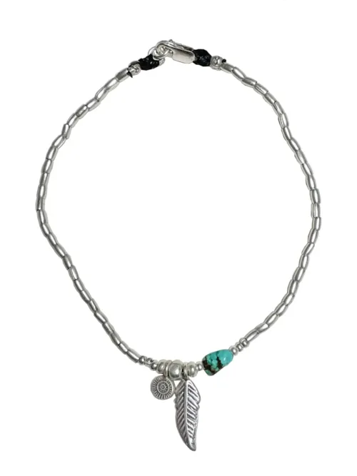 pure silver anklet with feather charm and single gemstone. Customise your stone. Staple jewellery for everyday - ocean safe.