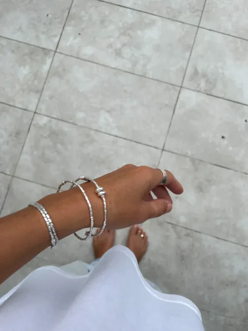 memory wire double wrap bracelet with pure silver and customisable charm pendant
