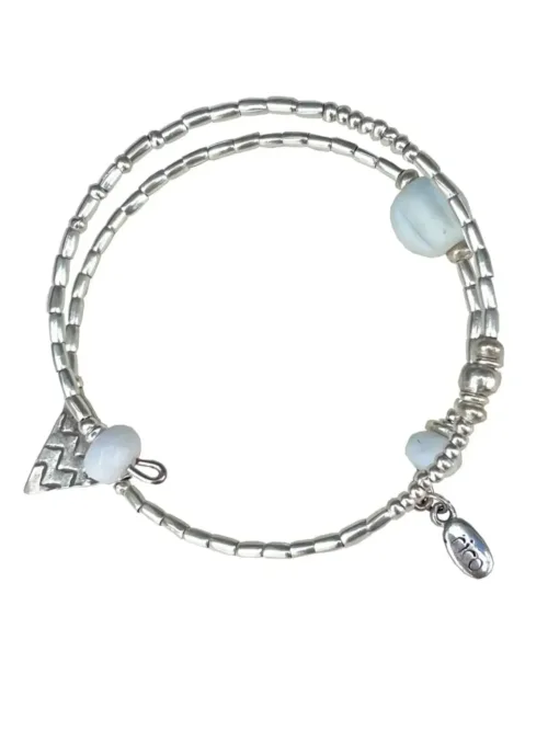 memory wire wrap bracelet with pure silver and recycled glass