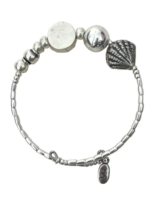 beach inspired shell details.Pure silver bracelet memory wrap bracelet. perfect for your bracelet stack