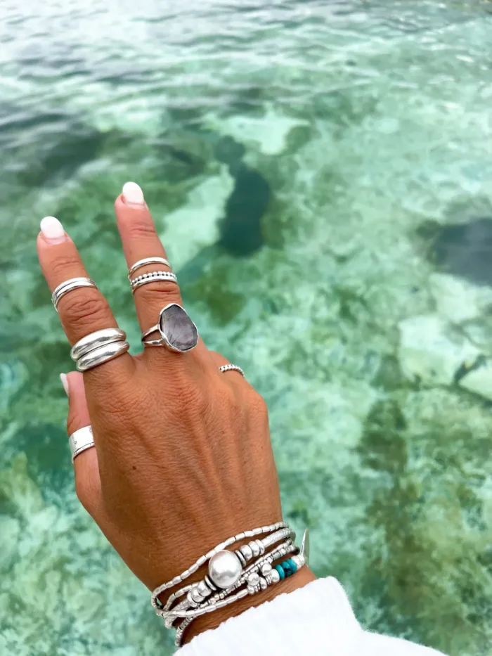 sterling silver stack rings. Ocean safe