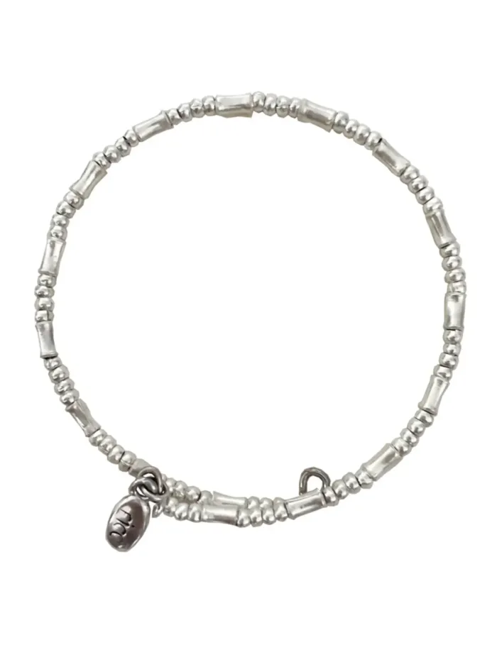 pure silver memory wrap bracelet perfect two add texture to a bracelet stack. bamboo like silver minimal style bracelet