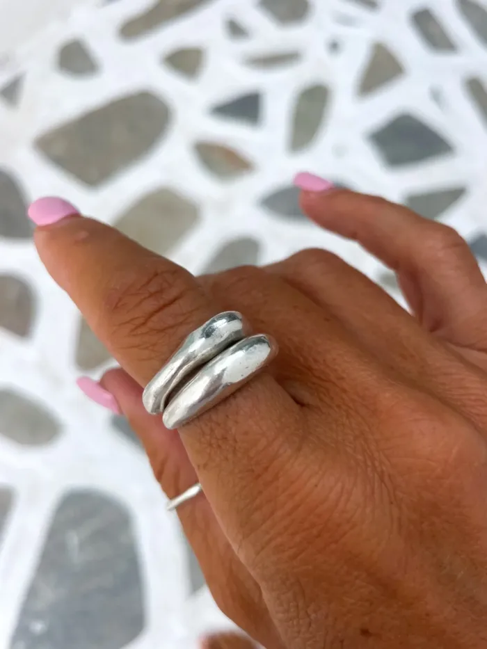 chunky sterling silver solid ring. Tall profile. Great for building a ring stack. Adds texture to any ring style. Ocean safe
