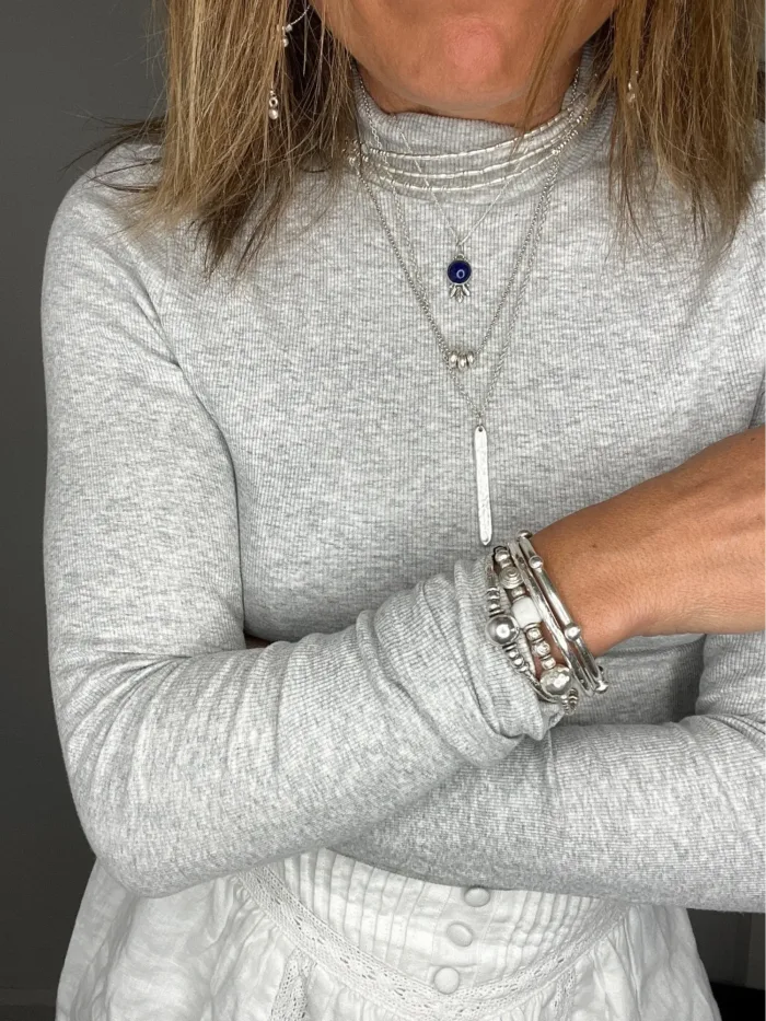 pure silver memory necklace. Collar style, easy to slip on. They look great stacked and styled with other necklaces