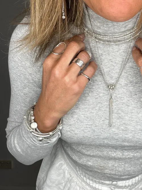 pure silver memory necklace. Collar style, easy to slip on. They look great stacked and styled with other necklaces