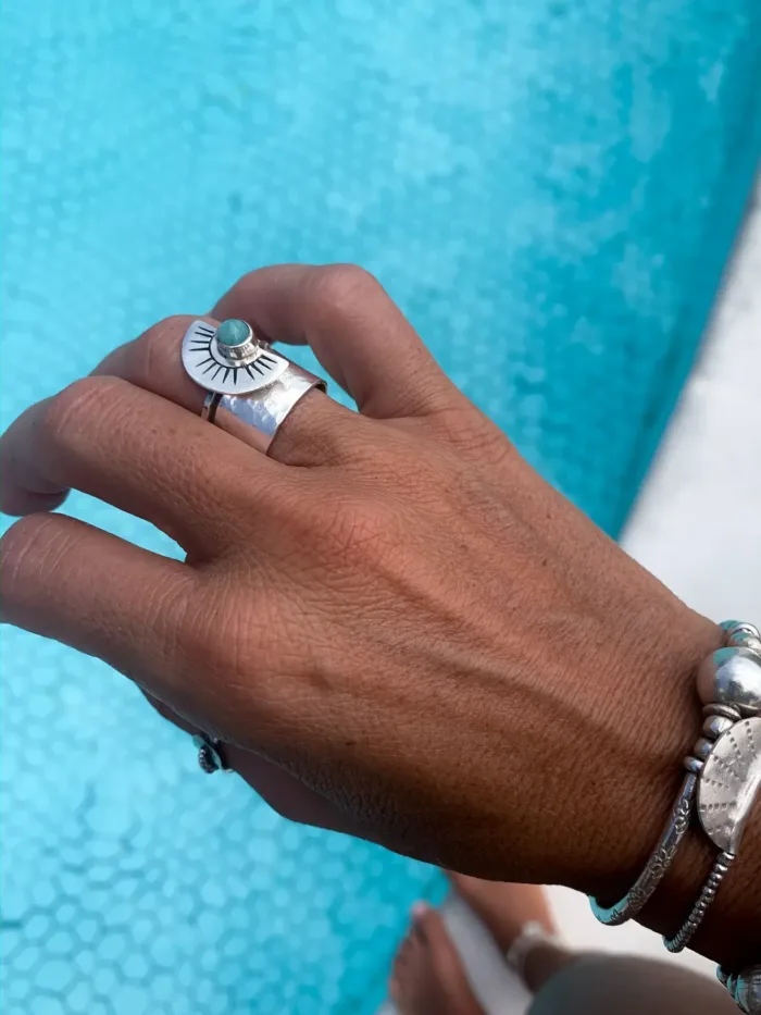 sterling silver wide band ring. Great for stacking. Ocean safe