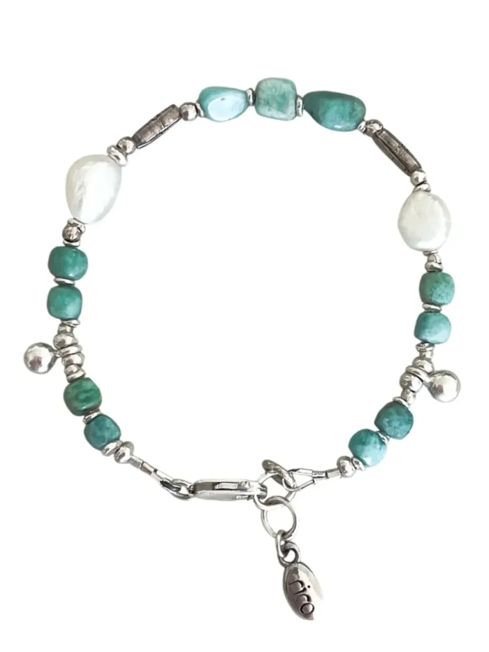amazonite gemstone bracelet with sterling silver women's bracelet