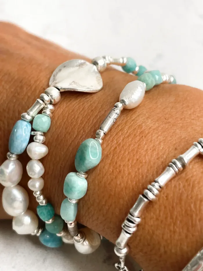 amazonite gemstone bracelet with sterling silver women's bracelet