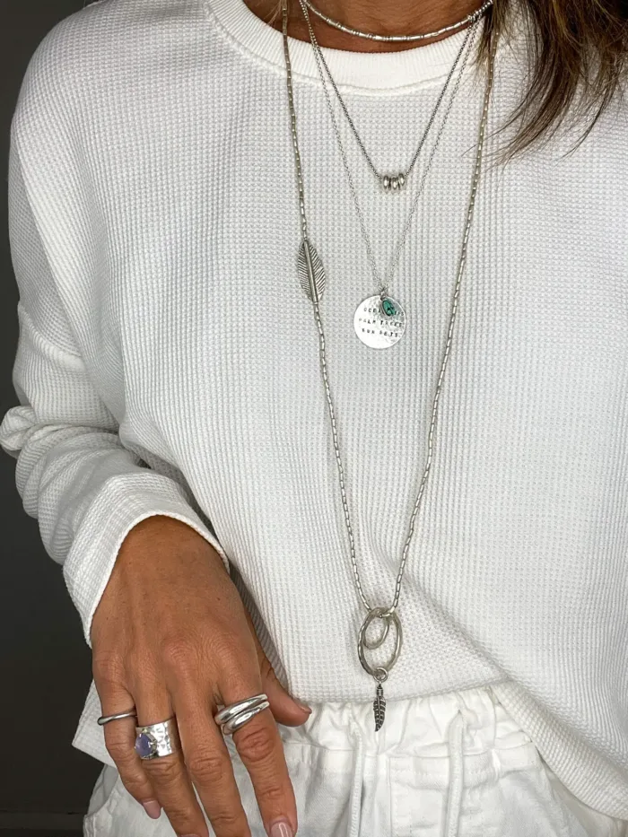 sterling silver necklace stack handmade disc necklace. ocean dips, palm trees, sun sets hand stamped disc
