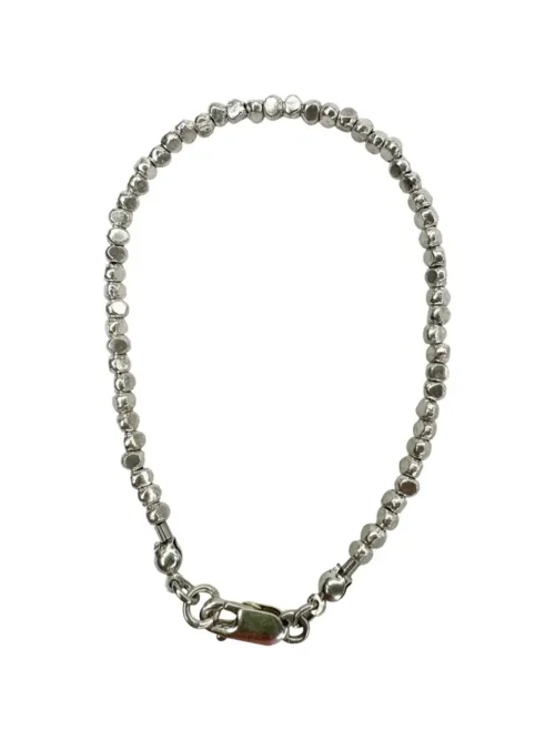 pure silver faceted nugget bead bracelet. Minimal style.