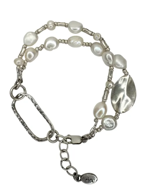silver and freshwater pearl women's bracelet-s strands for bracelet stack look