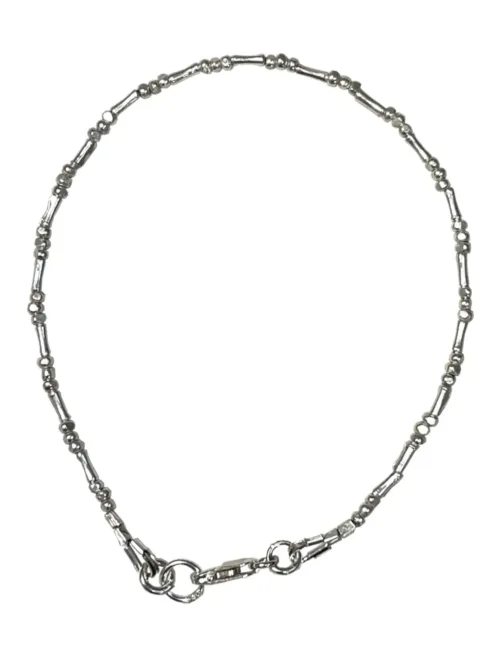minimal dainty style pure silver bracelet. bamboo and nugget texture. sterling silver jewellery
