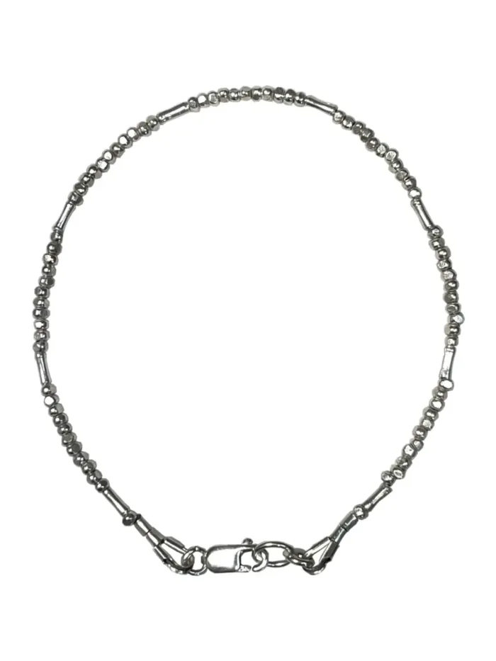 minimal dainty style pure silver bracelet. bamboo and nugget texture. sterling silver jewellery
