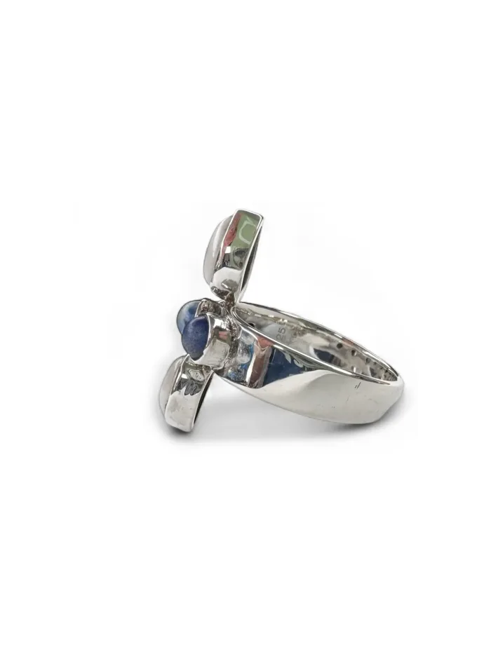 sterling silver multi gemstone ring. Kyanite and hoplite gemstone. Ocean safe