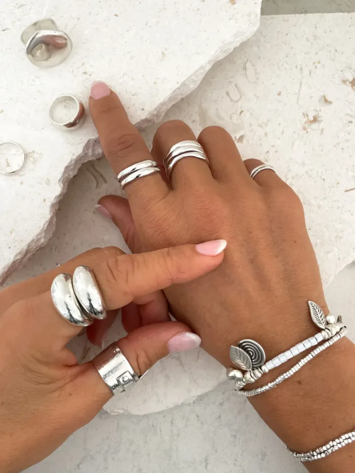 chunky silver ring designs. Made for stacking and ocean safe