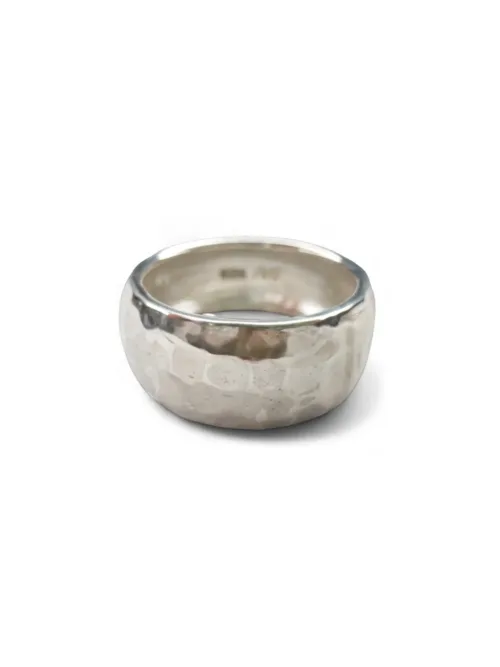 sterling silver handmade ring. Chunky wide band dome style ring. Bohemian style - great for stacking. ocean safe