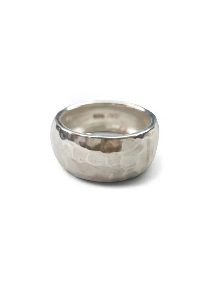 sterling silver handmade ring. Chunky wide band dome style ring. Bohemian style - great for stacking. ocean safe