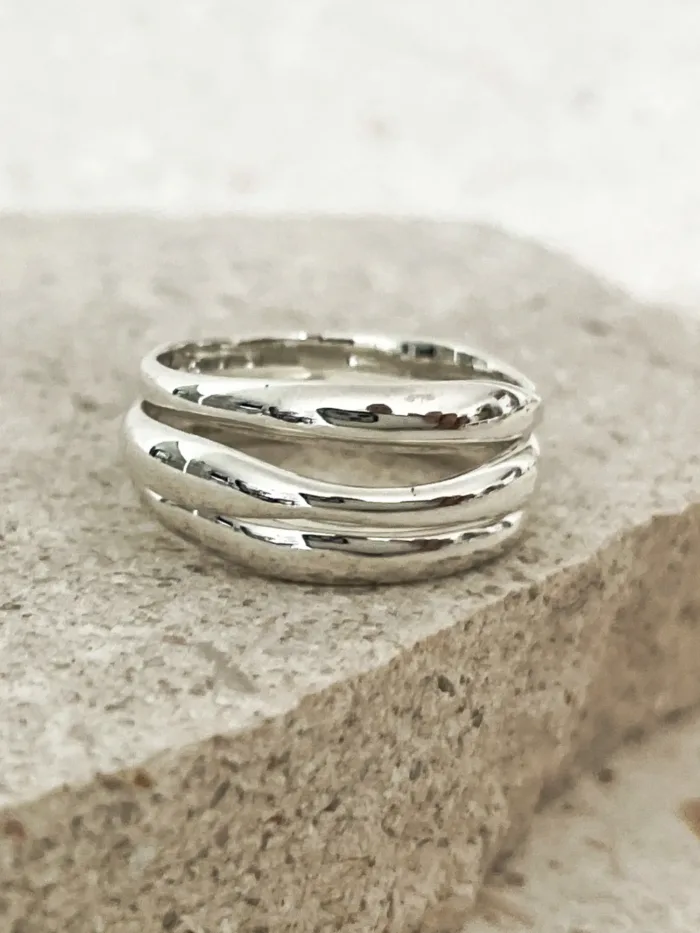 organic form sterling silver ring water safe great for ring stacks