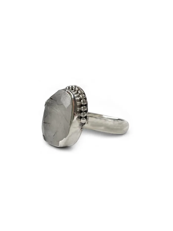 sterling silver rutilated quartz ring. water safe