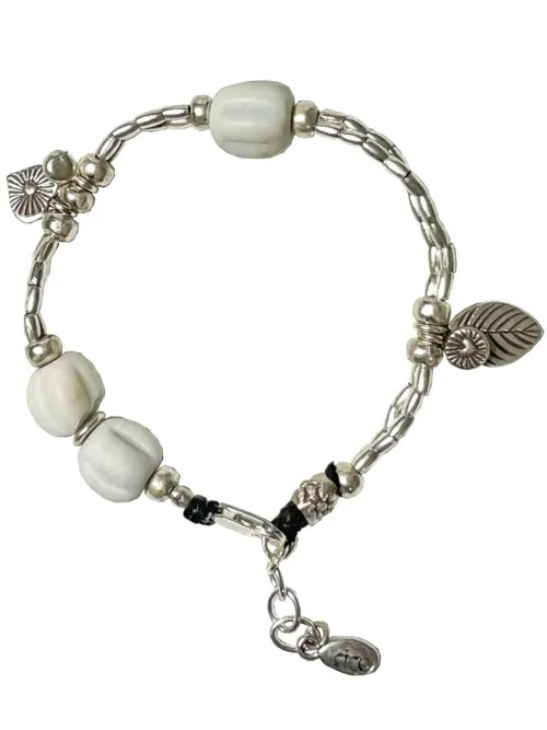 pure silver bracelet with rustic recycled glass. chunky style. the perfect addition to add texture to your bracelet stack. ocean safe silver jewelry